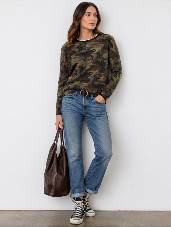 NSF Sweaters - NSF Marta Camo Cashmere Wool Crewneck Sweater Small